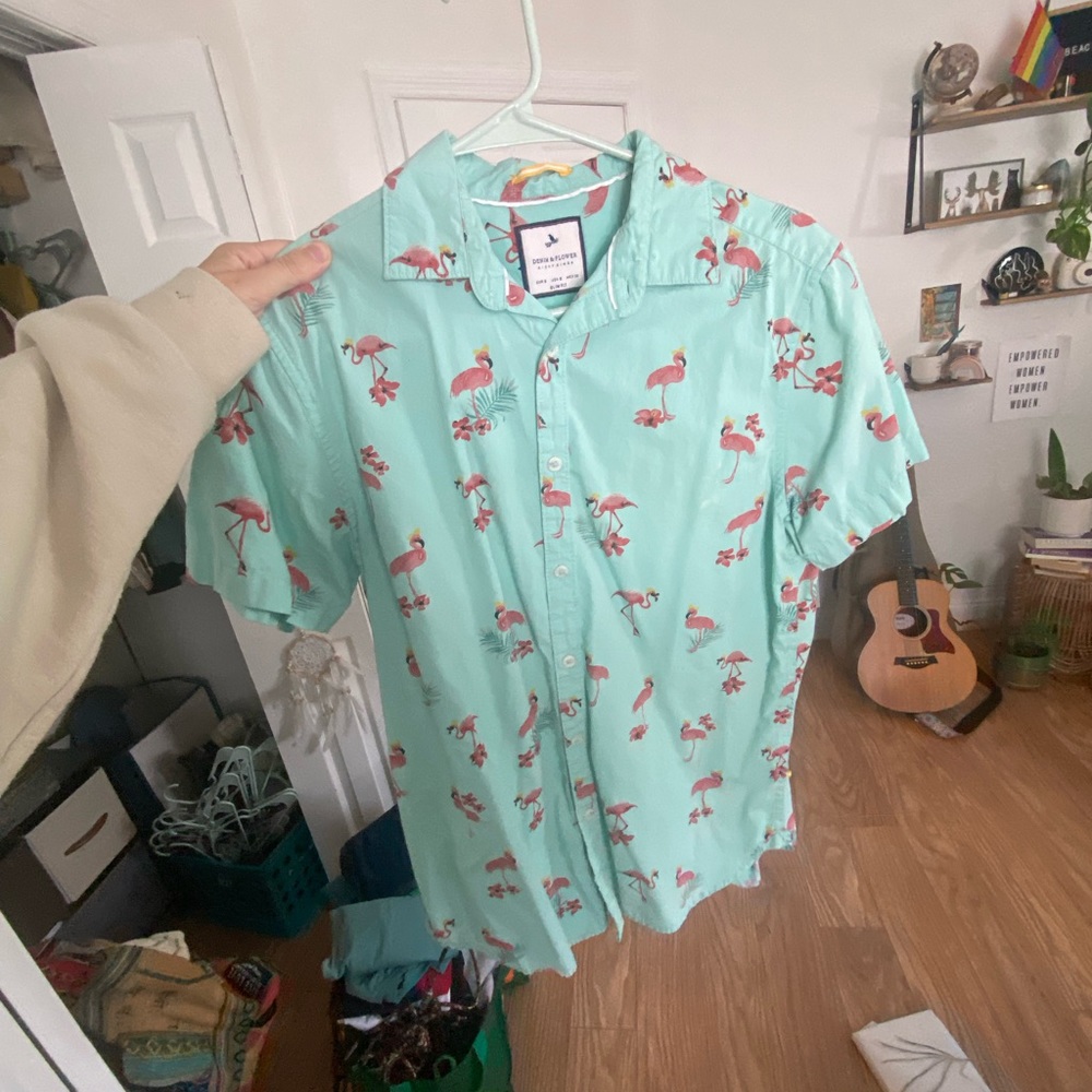 Flamingo Button Up